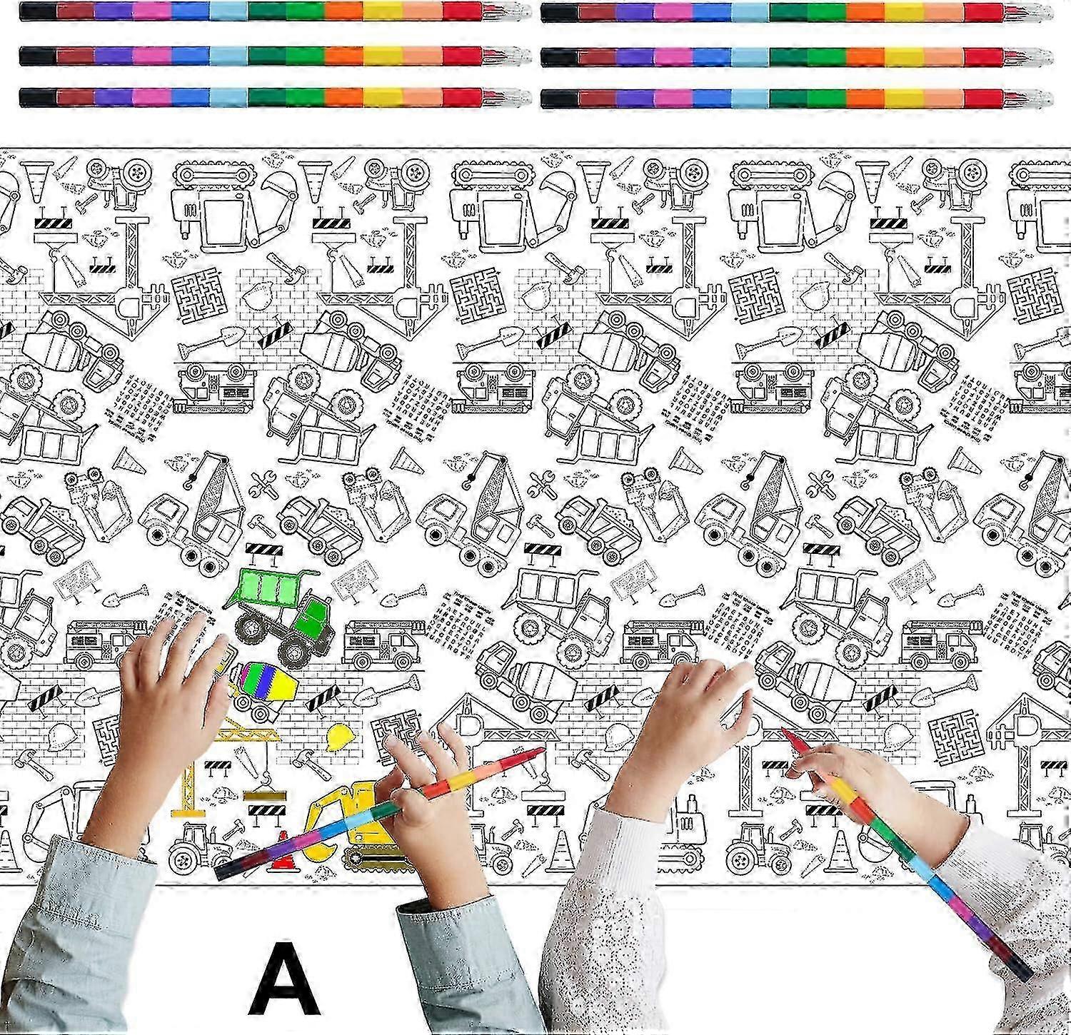 Coloring Tablecloth for Kids, 137x274cm Giant Coloring Poster, Large Coloring Tablecloth DIY Drawing Table Cover Kids Crafts Gifts Toys