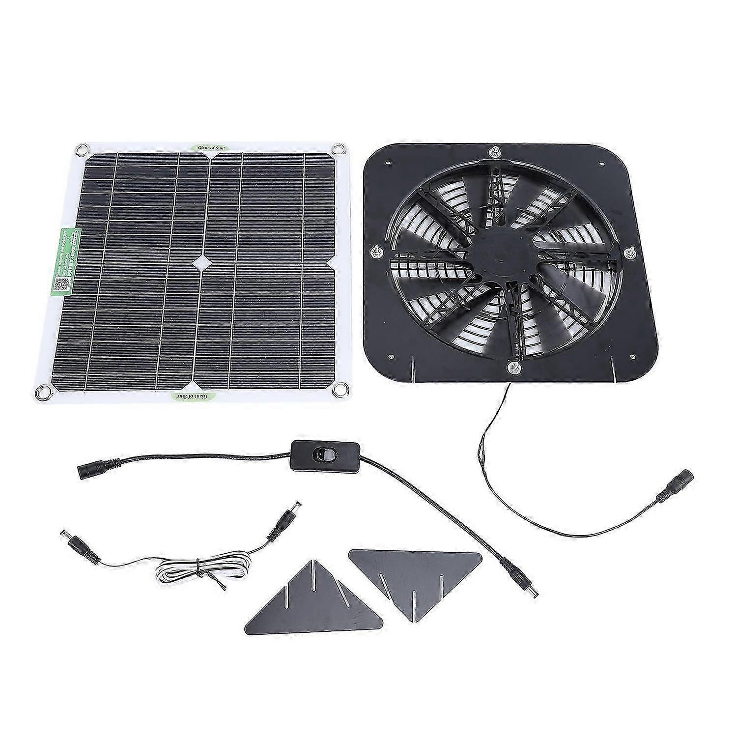 100W Solar Exhaust Fan 13.5inch Solar Ventilation Fan Solar Panel Powered Fan for Dog Chicken House