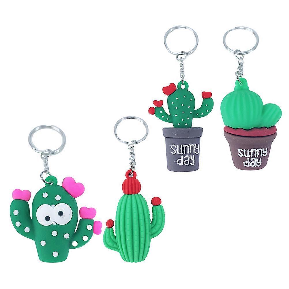 4PCS Cactus Keychain Pendant, Lightweight PVC Soft Key Accessory for Bags, Cars, Travel, Gifts & Party Favors with Assorted Stylish Designs