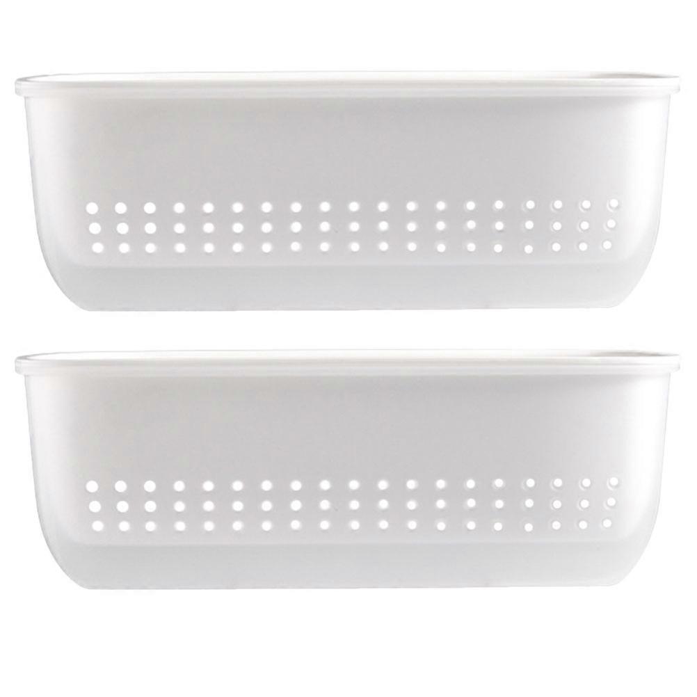 2pcs Double Layer Drain Basket, Wall Mounted Storage Baskets with Multi Design for Efficient Fruit & Vegetable Washing and Draining, Compact