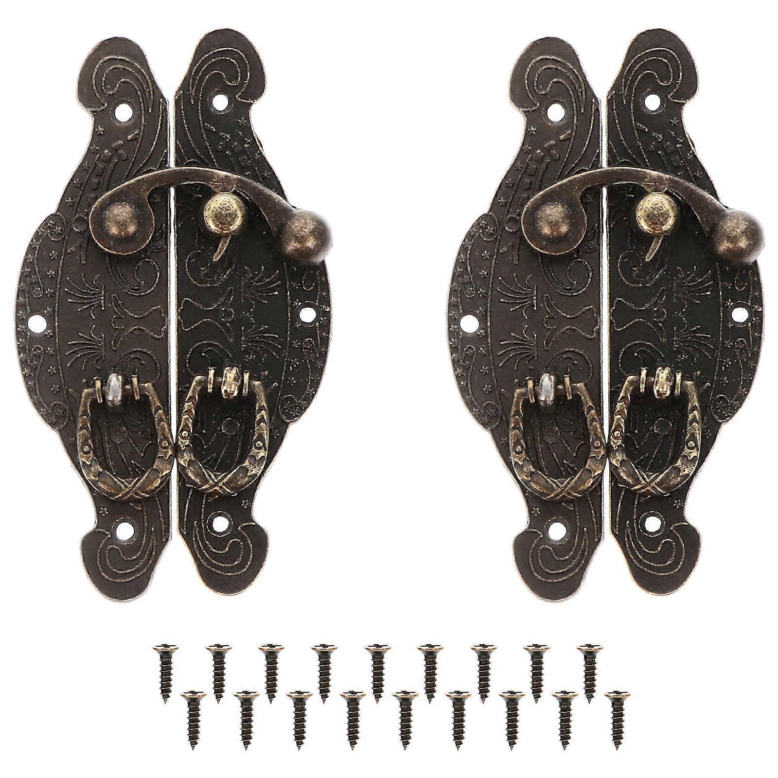 2 Pcs Retro Box Latches Zinc Alloy Vintage Case Locks for Adornment Dark Brown
