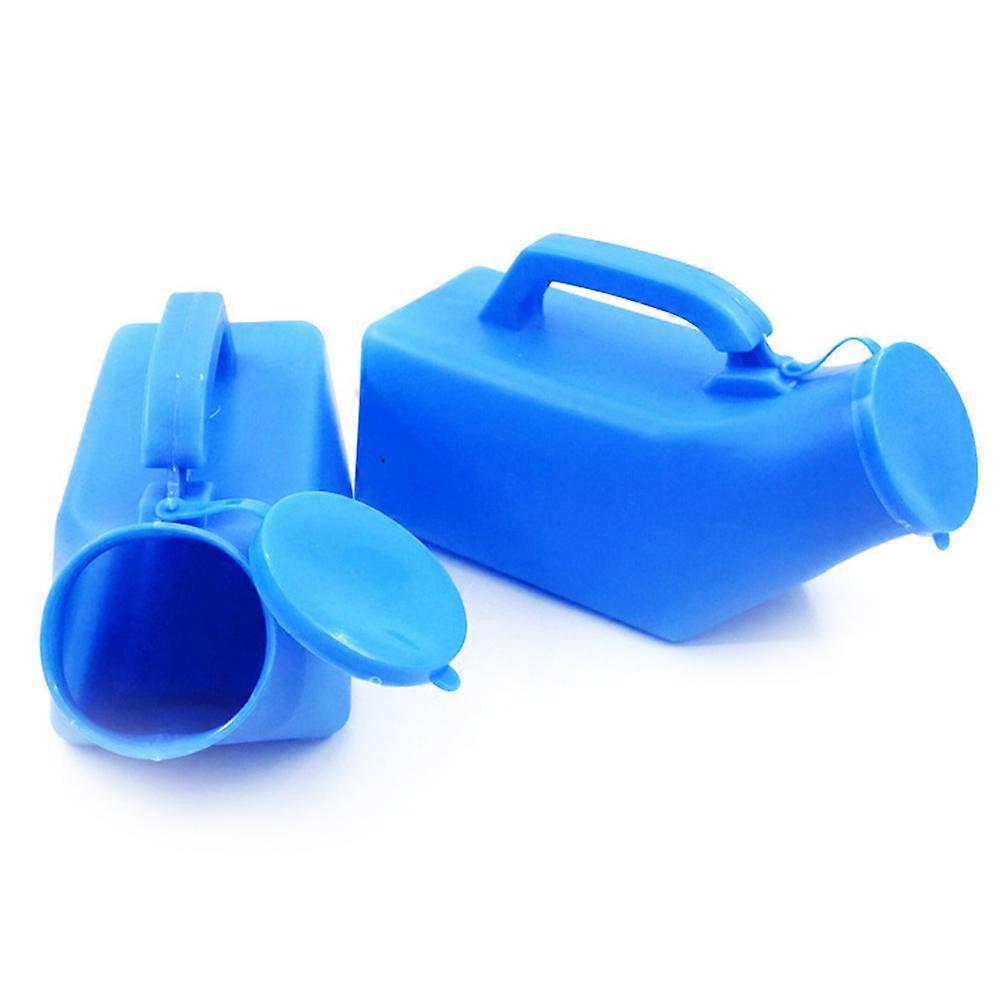 Portable Urinal Bottle for Male Use with Attached Lid and 800ml 27oz Capacity Blue Plastic