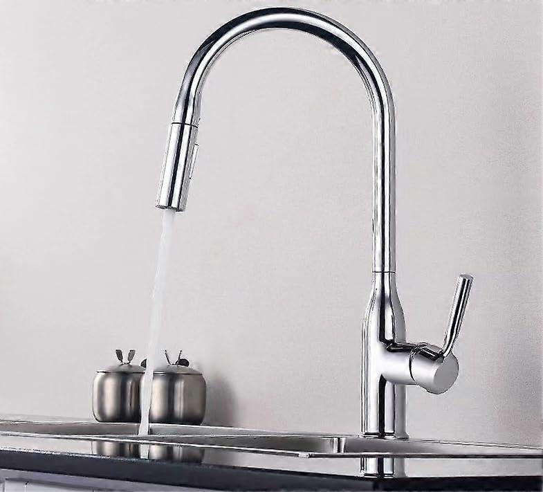 Gray kitchen faucet with hot and cold pullout, black swivel sink faucet, galvanized pullout faucet