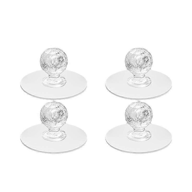 4pc Punch-free Transparent Cabinet Door Handle Drawer Door Handle Wardrobe Shoe Cabinet Aid Handle Toilet Lid Lifter