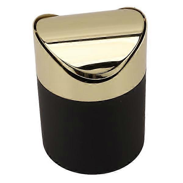 Stainless steel desktop trash can, household mini trash can with seashell, trash can with gold lid