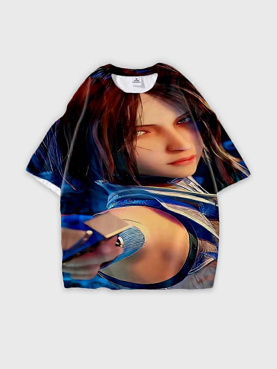 T-shirt round neck Character Pattern loose short sleeve P1404