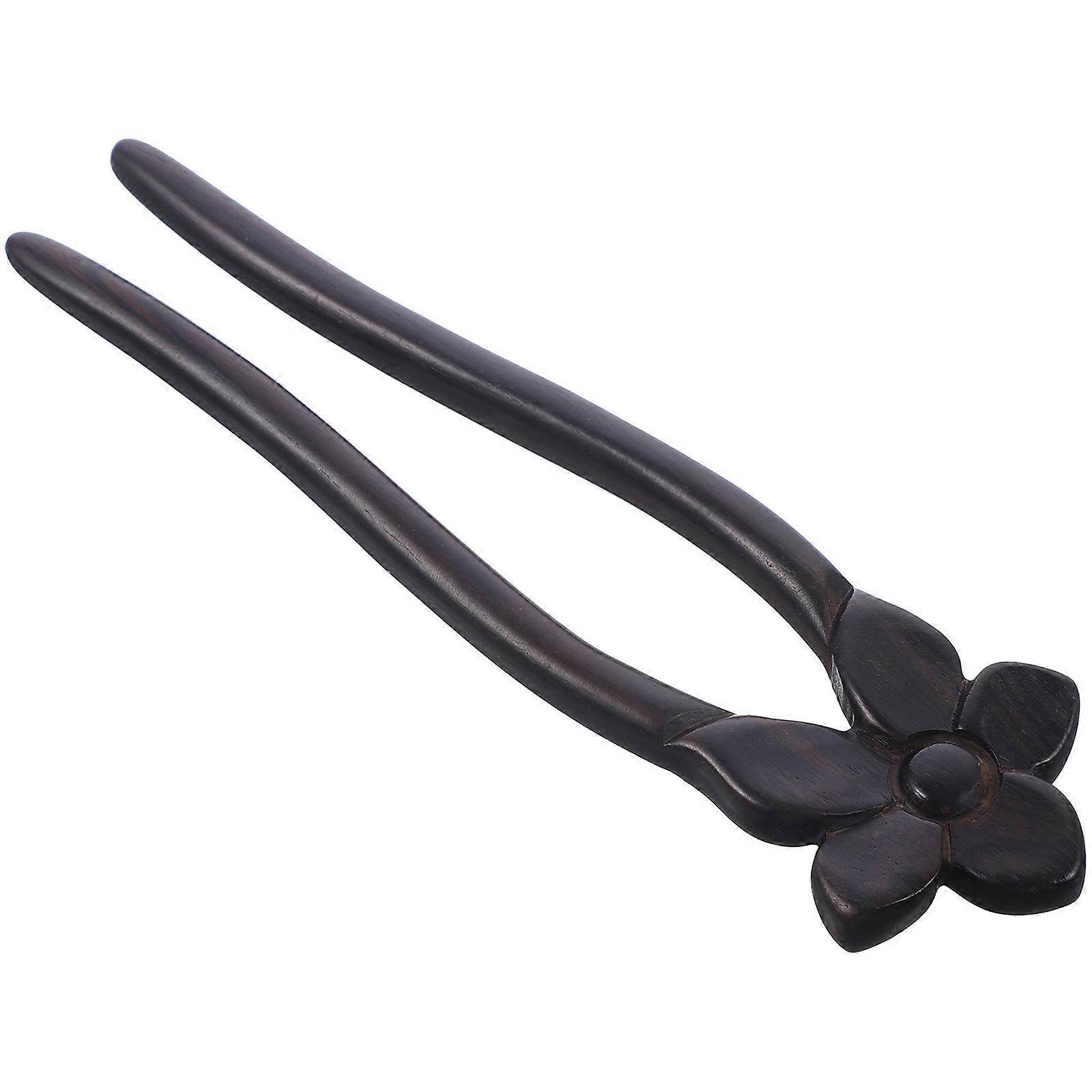 Elegant French Style Hairpin with Unique Flower Design for Secure Hold and Versatile Styling Black Ebony 7.5 inches