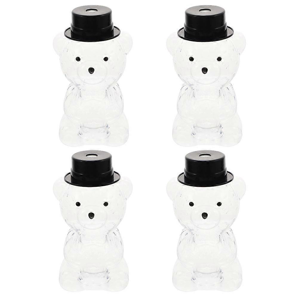 4pcs Transparent Plastic Juice Bottle Set with Lids for Home Use Milk Tea and Cold Drinks