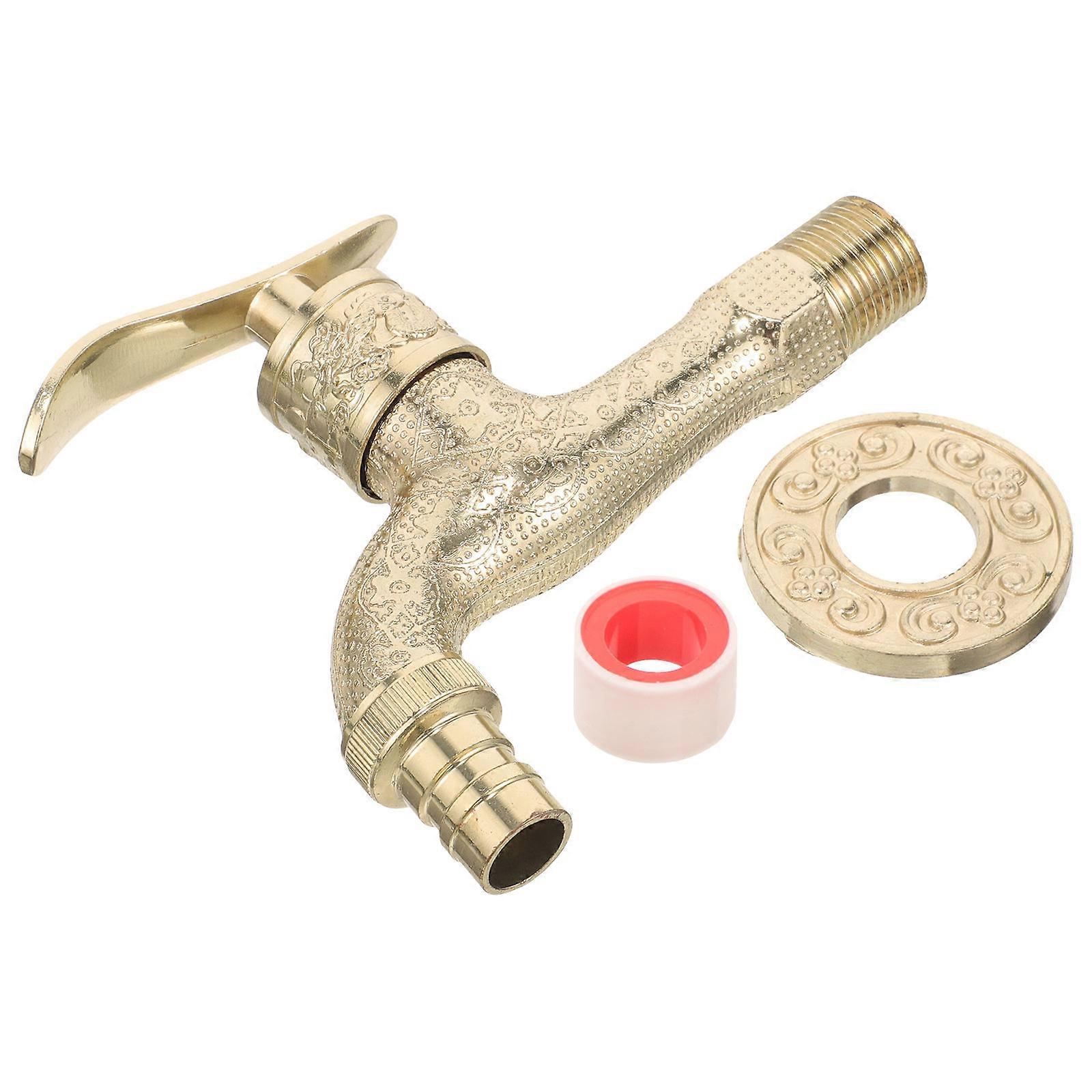 Retro Antique Design Wall Mount Faucet with Zinc Alloy Material and Golden Color for Home Use 1/2 Interface