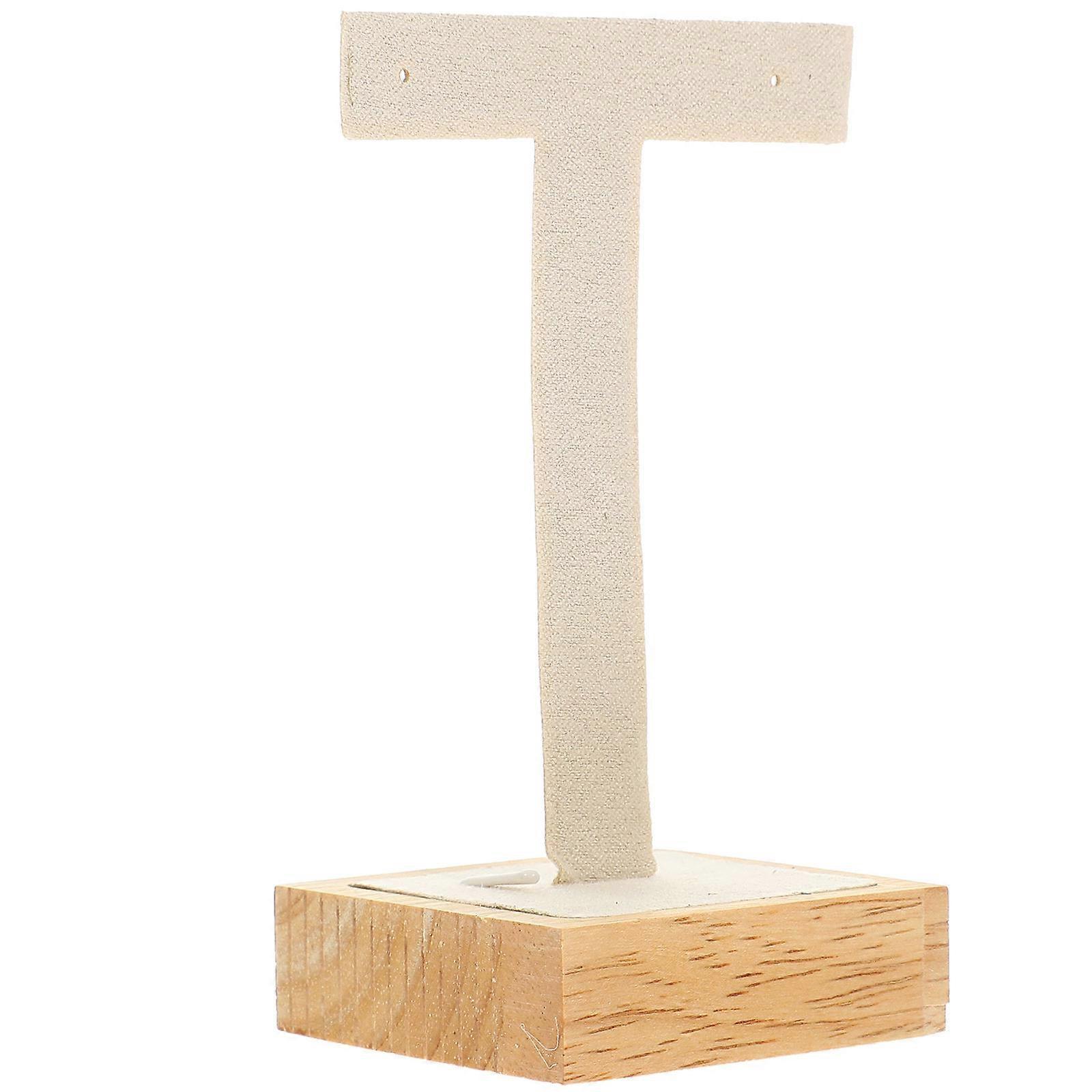 Earring Display Stand Jewelry Organization Home Use Beige T-Shaped Simple Design 1Pack