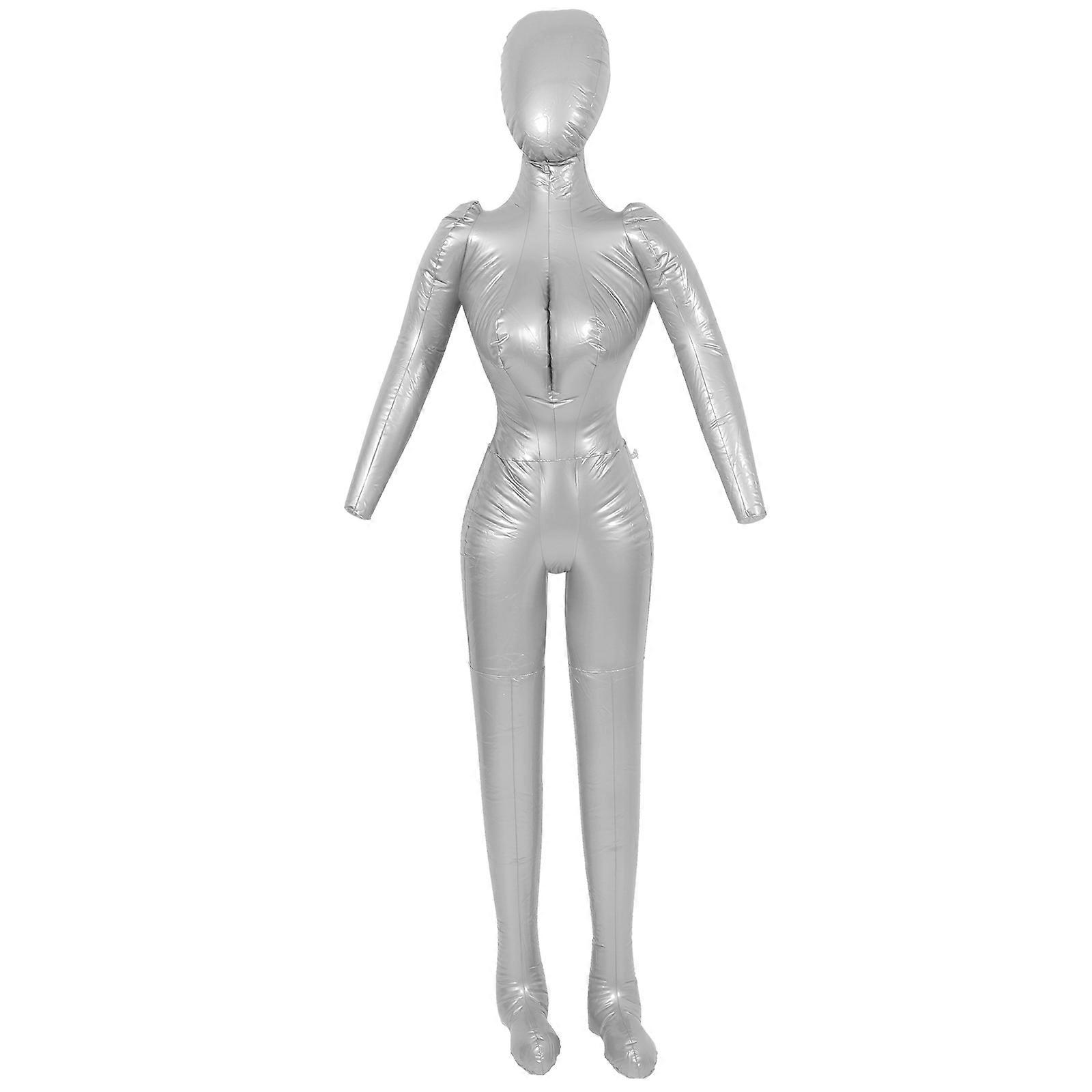 Inflatable Female Mannequin for Clothes Display Made of PVC Silver Color Stable and Durable 55 Inches
