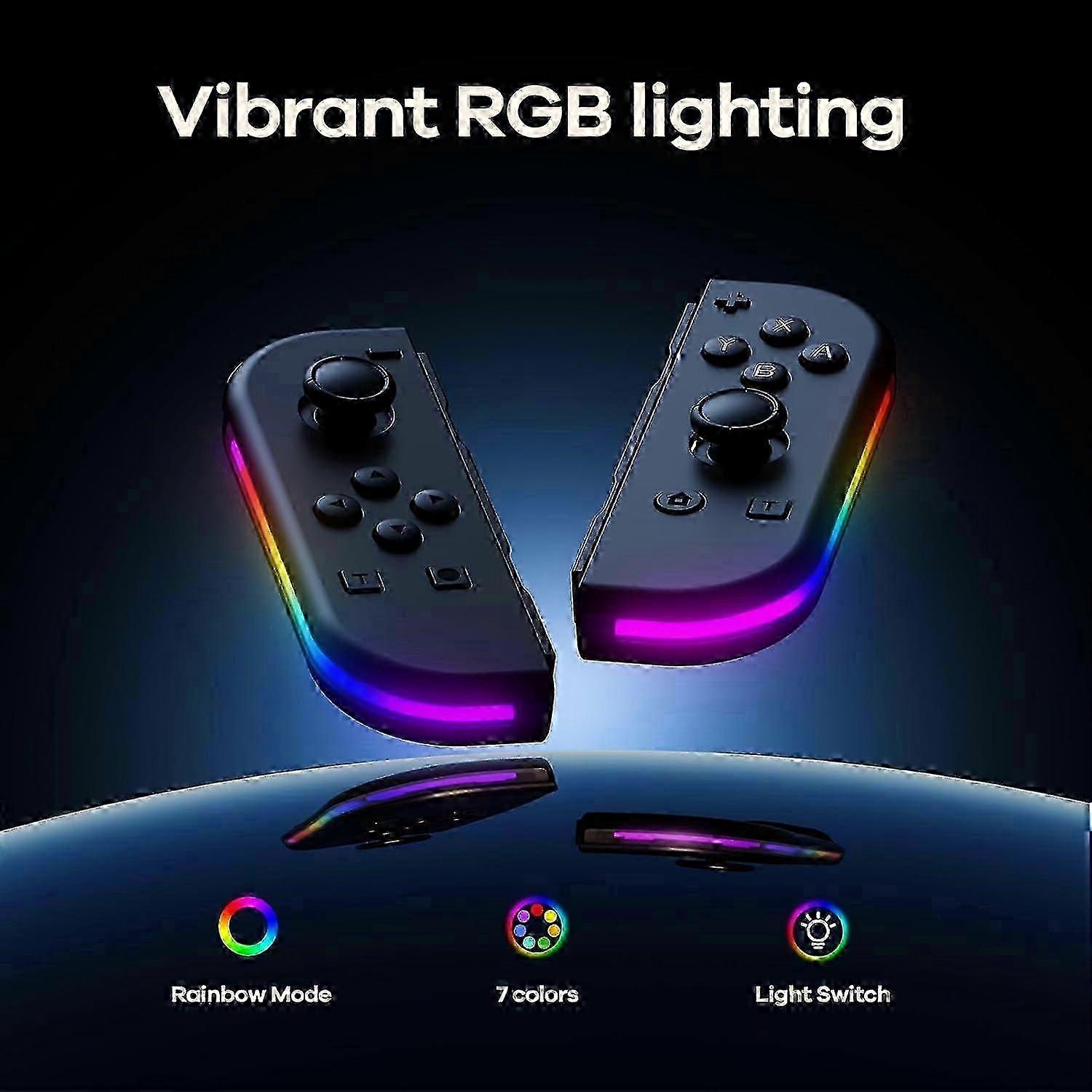2025 Controllers for Nintendo Switch, Replacement for Switch Controller with RGB LED, Adjustable Turbo & Vibration
