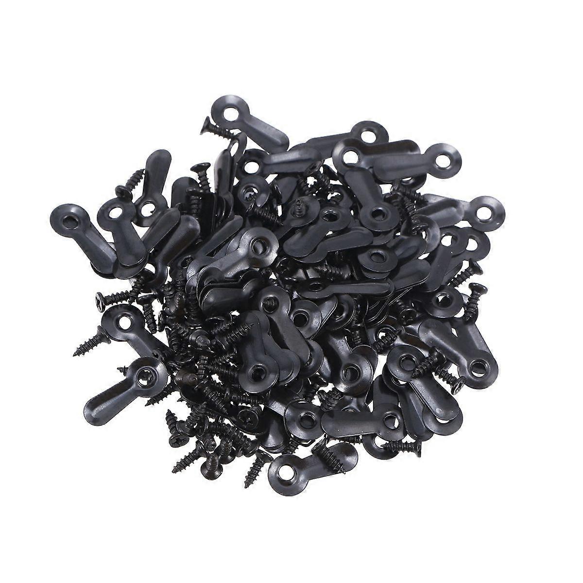 100pcs Picture Hanging Kit Picture Hangers Hooks Nails Screws and Frame Hangers for Frames (Black)