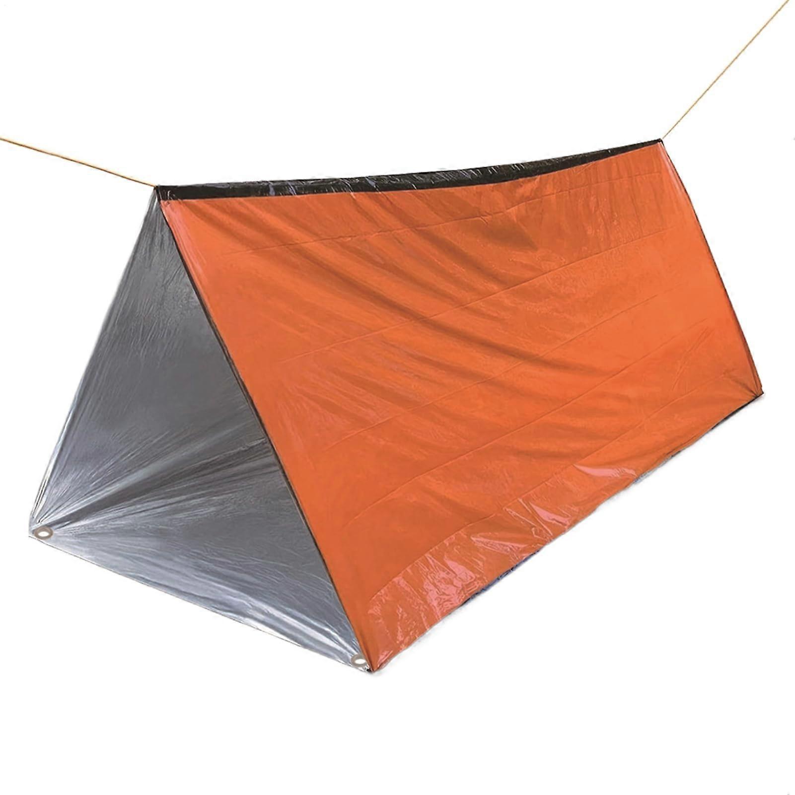 Sleeping Bag Insulated For Hiking And Camping, Multifunctional, Compact Survival Gear, Durable, Orange