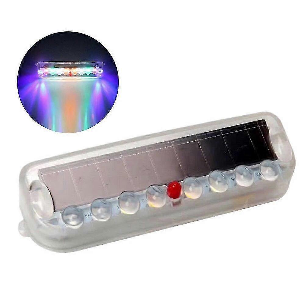 2pcs Solar LED Vehicle Burglar Alarm 10 LED Anti-theft Warning Light Vibration Sensor Motorcycle Collision Flashing Light