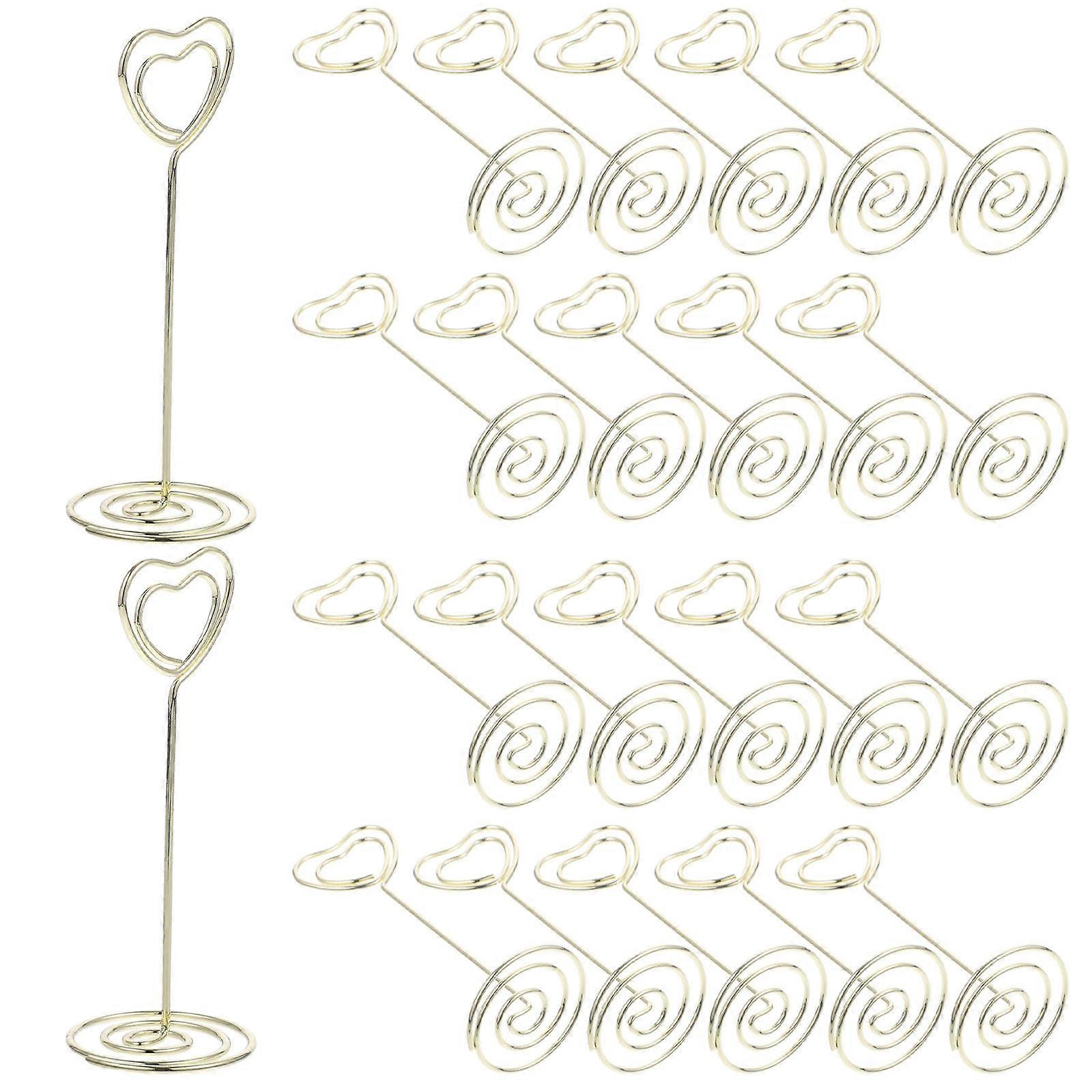24PCS Heart Shaped Photo Holders Table Number Holders Paper Menu Clips for Wedding Banquet Party Golden