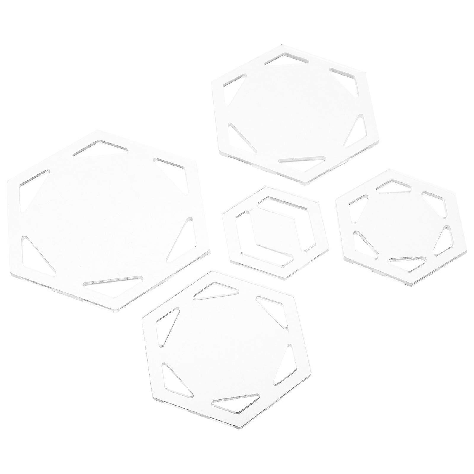 DIY Quilting Accessories Hexagon Transparent Design For Experienced Quilters 10.00X9.00X0.30CM Reusable Sewing Ruler 5Pcs