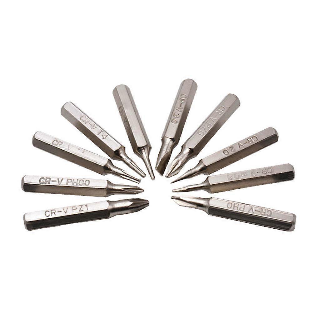 10PCS Silver Bit Set for Screwdriver Use CRV Wearproof Accurate and Practical