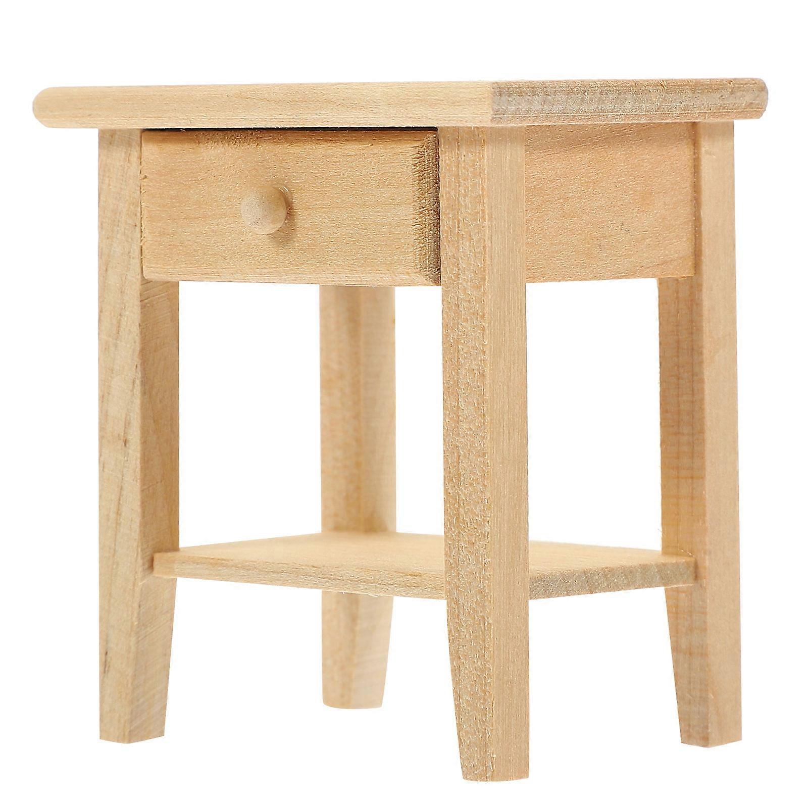 Wooden Toy Accessories for Kids Use Khaki Mini Desk Set of 3 Piece Perfect for Doll House Decor