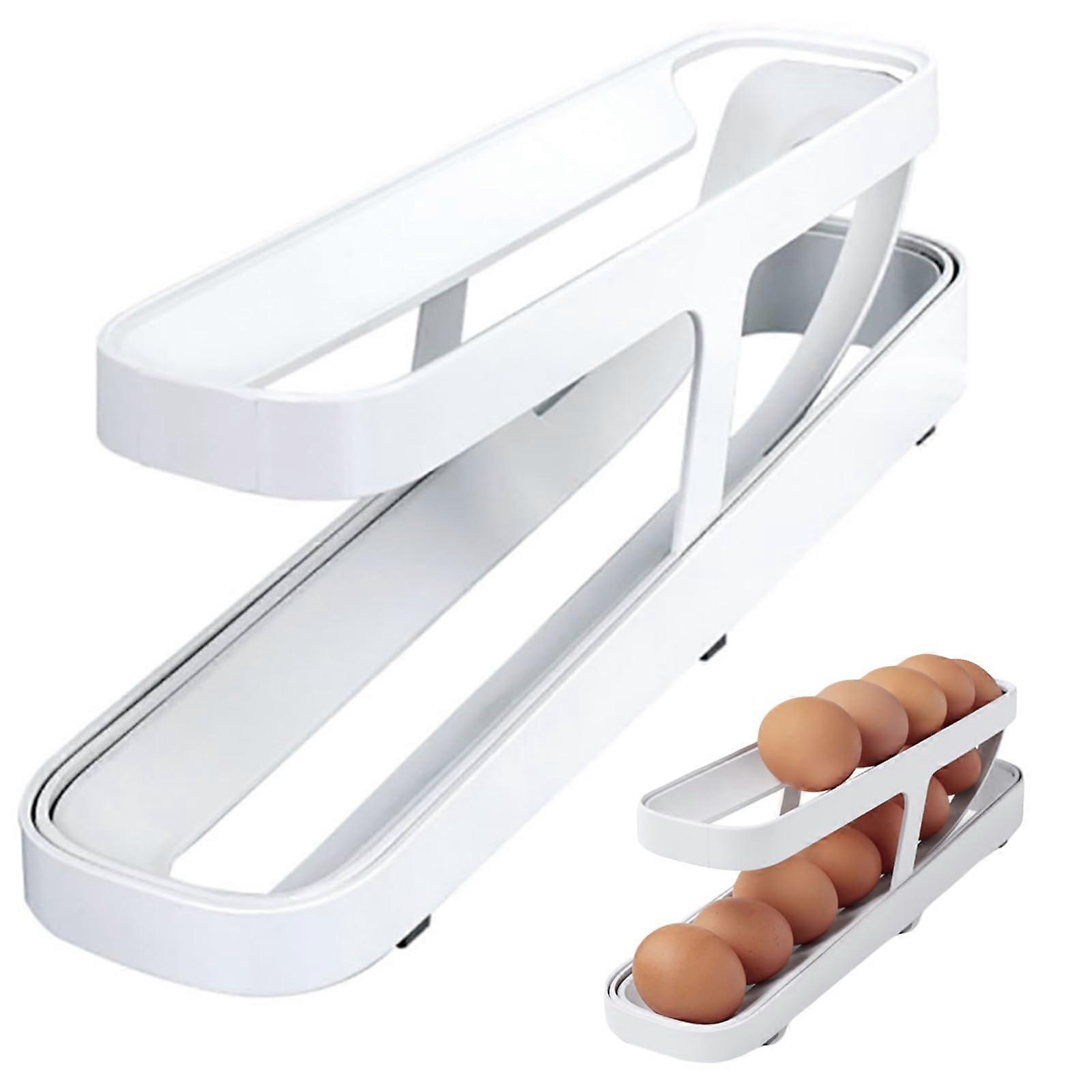 Egg Holder Refrigerator, Automatic Rolling Egg Dispenser, Rolling Egg Holder for Refrigerator, Kitchen Cabinets, Refrigerators, Pantry (Double)