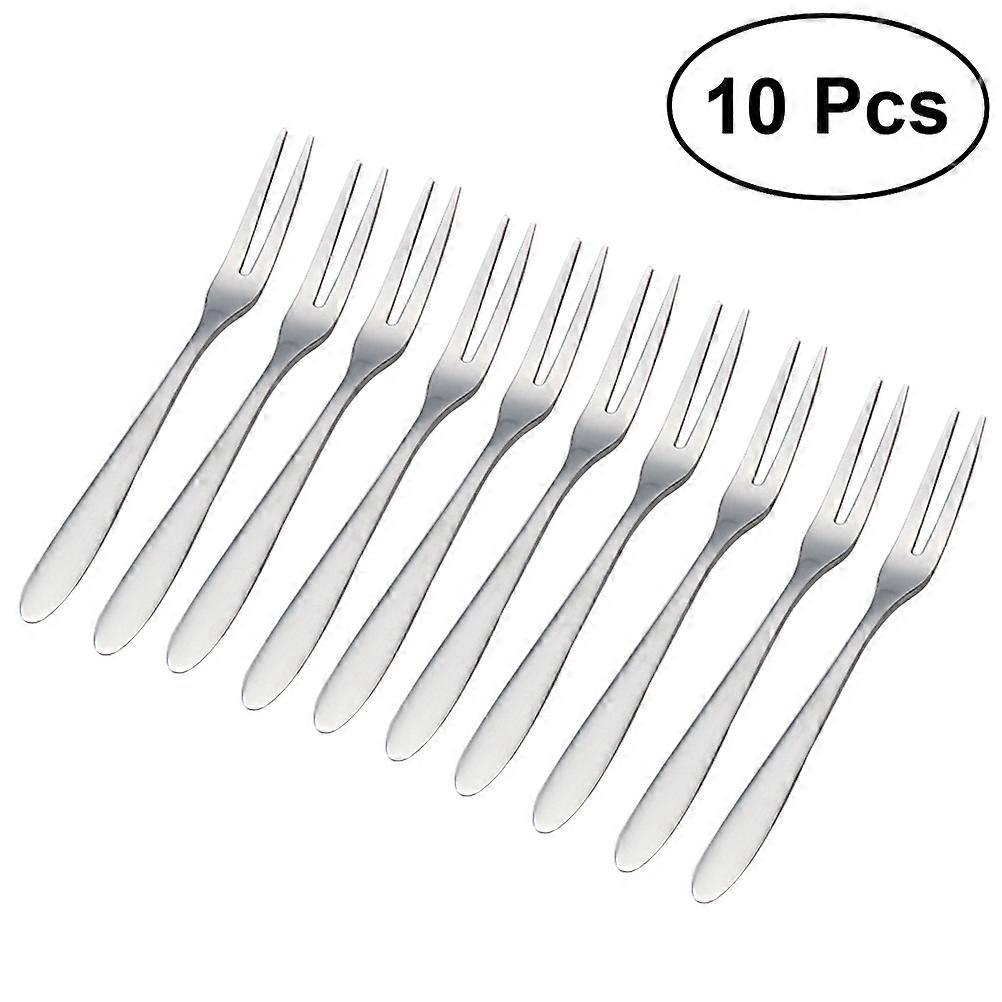 10pcs Stainless Steel Forks Fruit Cake Forks Dessert Forks