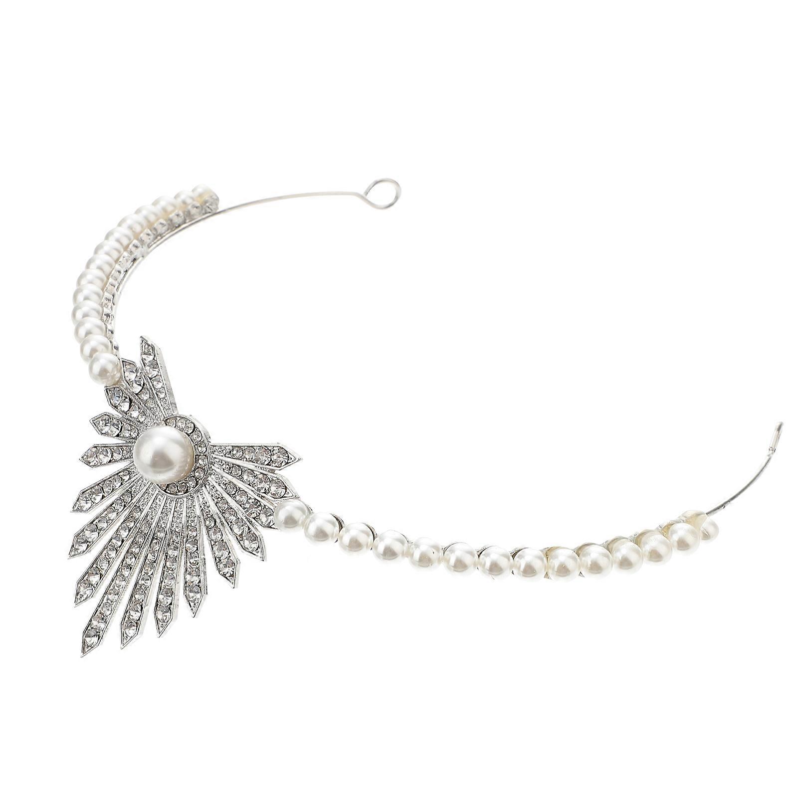 Elegant Bridal Crown with Rhinestones and Fake Pearls for Decoration Multi 1 Piece