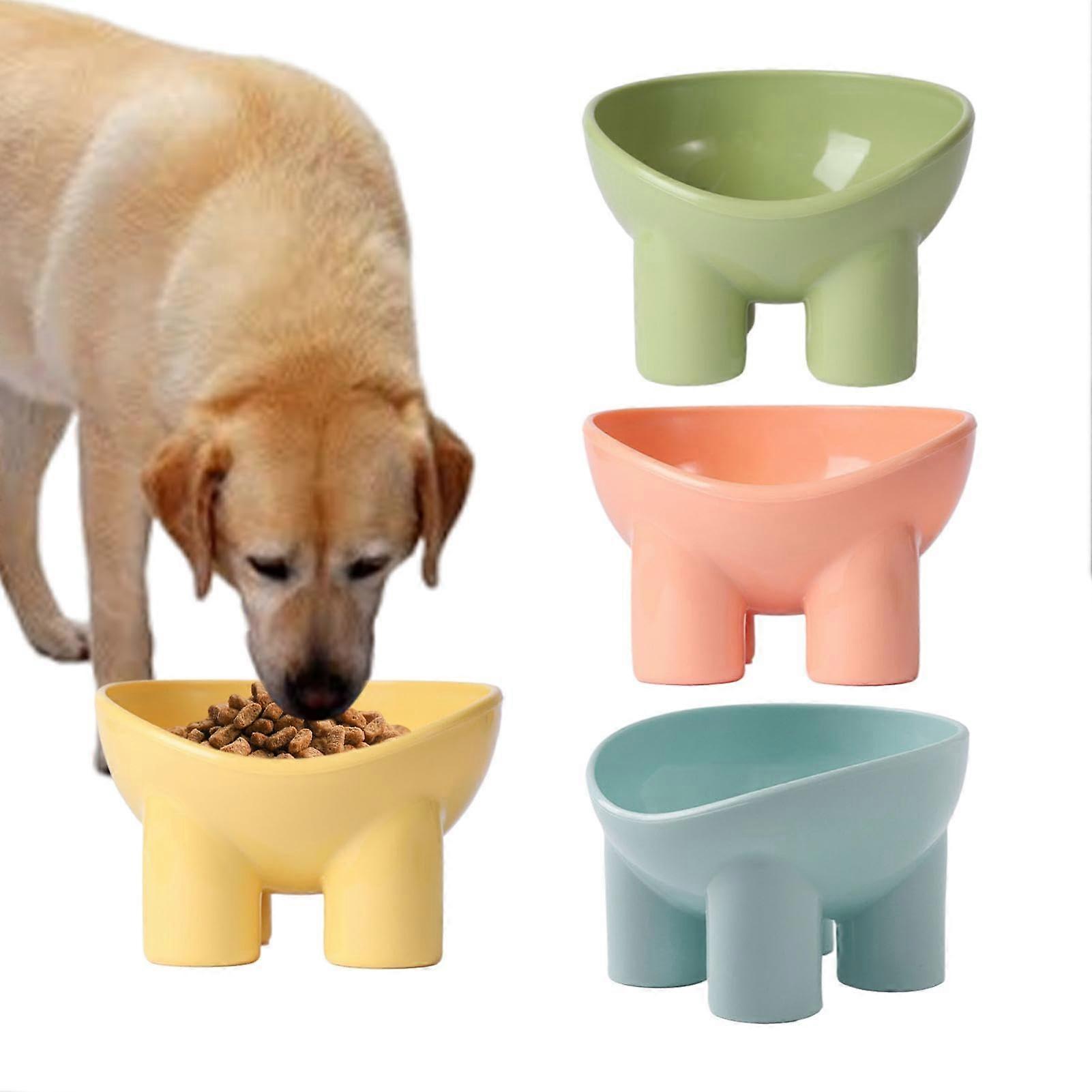 Cat Food Bowl Elevated Feeder 4-Piece Set, Elephant Leg Design, 13.8 x 13.4 x 9 cm, Slanted Dish for Cats and Small Dogs