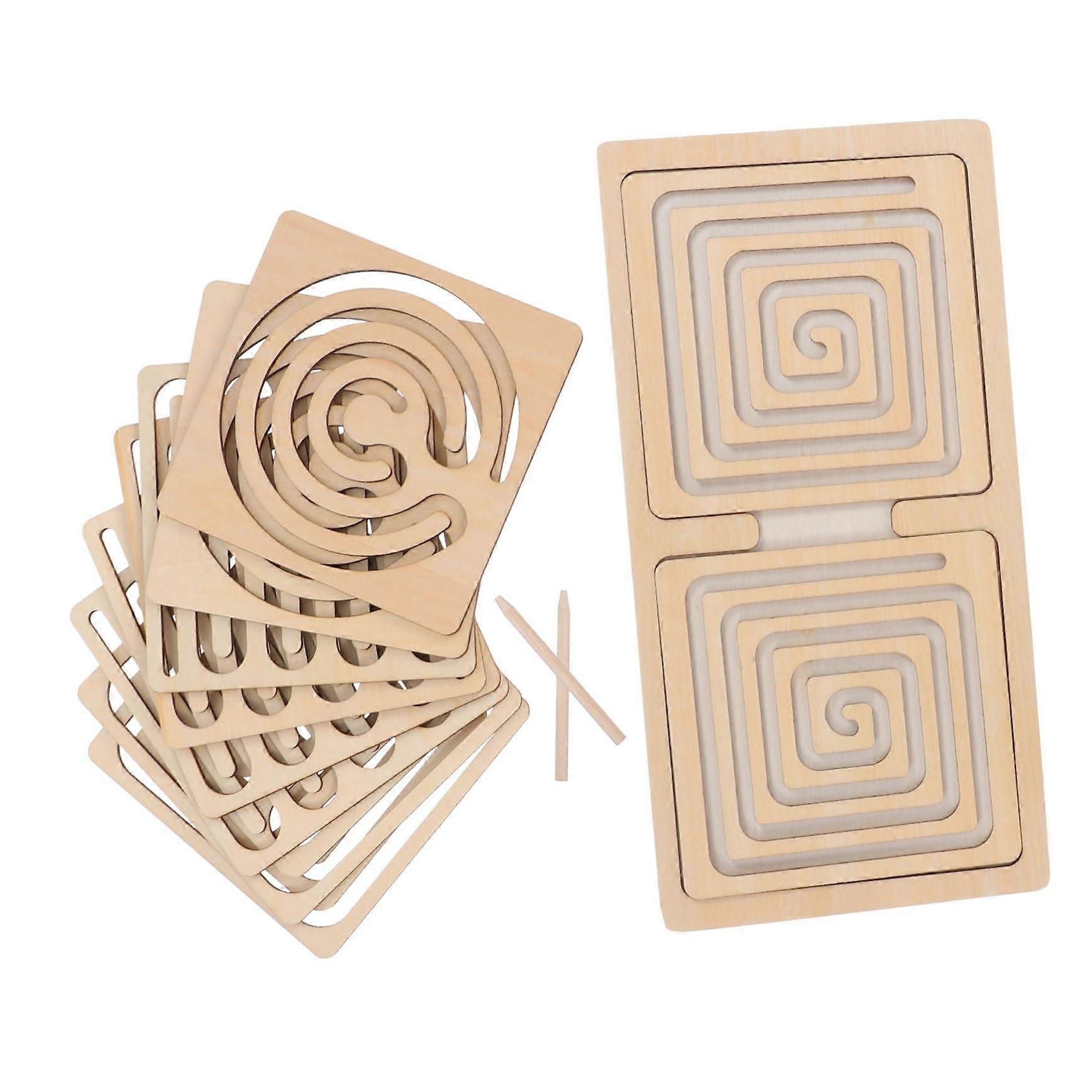Thinking Game Set, Small Human Brain Skill Puzzles for Kids, Creative Parent-Child Interaction, Wooden Thought Games, Khaki Color
