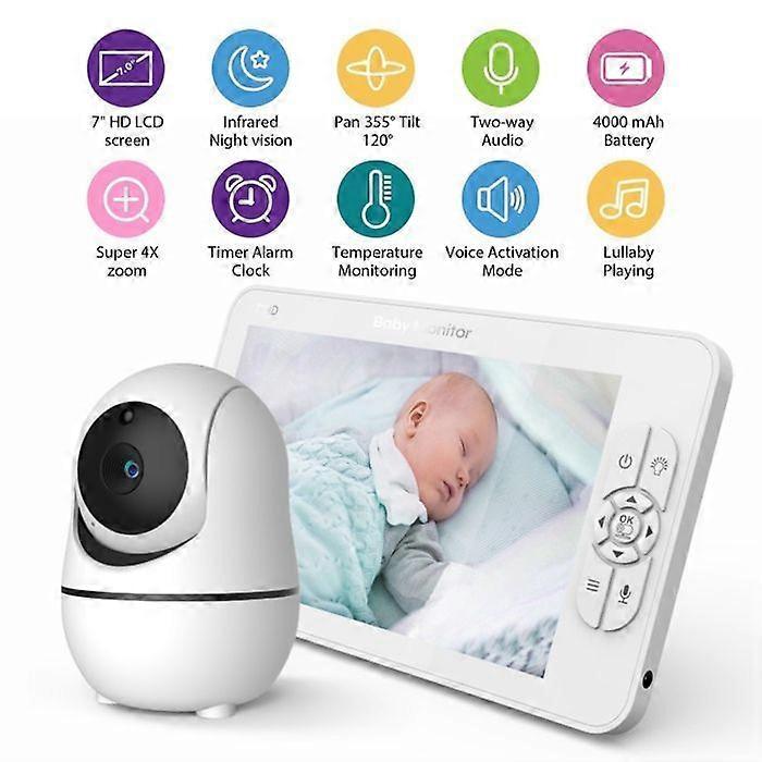 Baby Monitor 7, Baby Monitor Video Camera Wireless Digital Surveillance Night Vision, Two-Way Communication