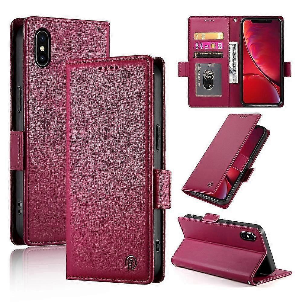 For iPhone X / XS Side Buckle Magnetic Frosted Leather Phone Case