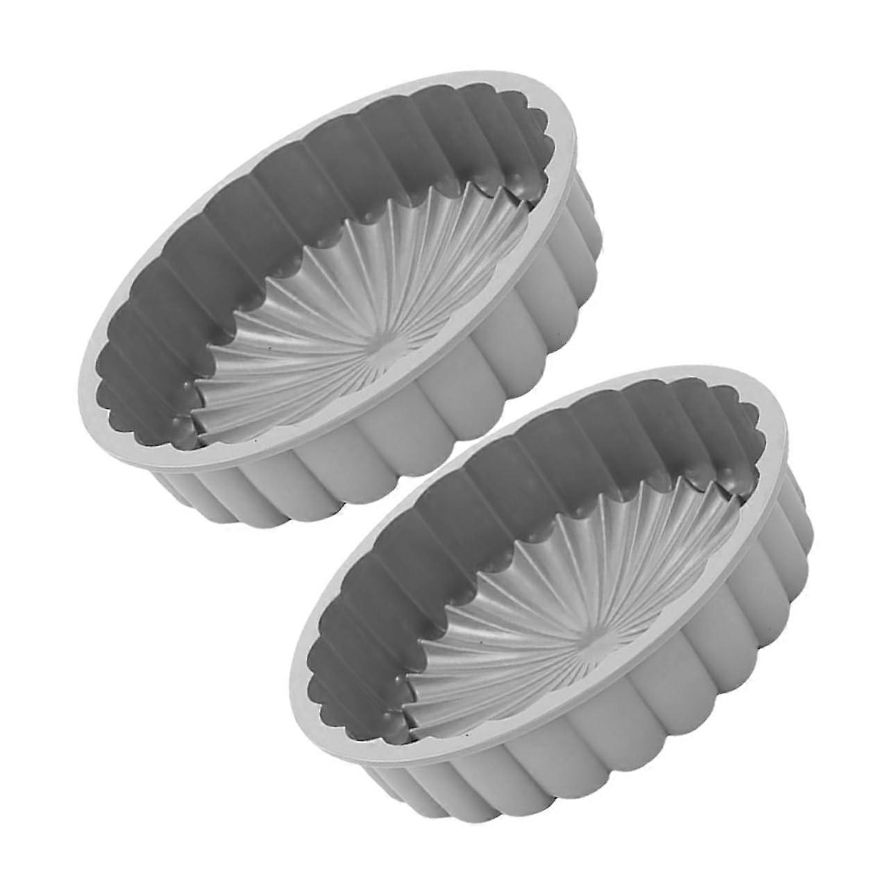 Silicone Round Cake Pans Set of 2 Heat-Resistant Non-Stick Baking Molds for Cheesecakes Tarts and Bread Gray