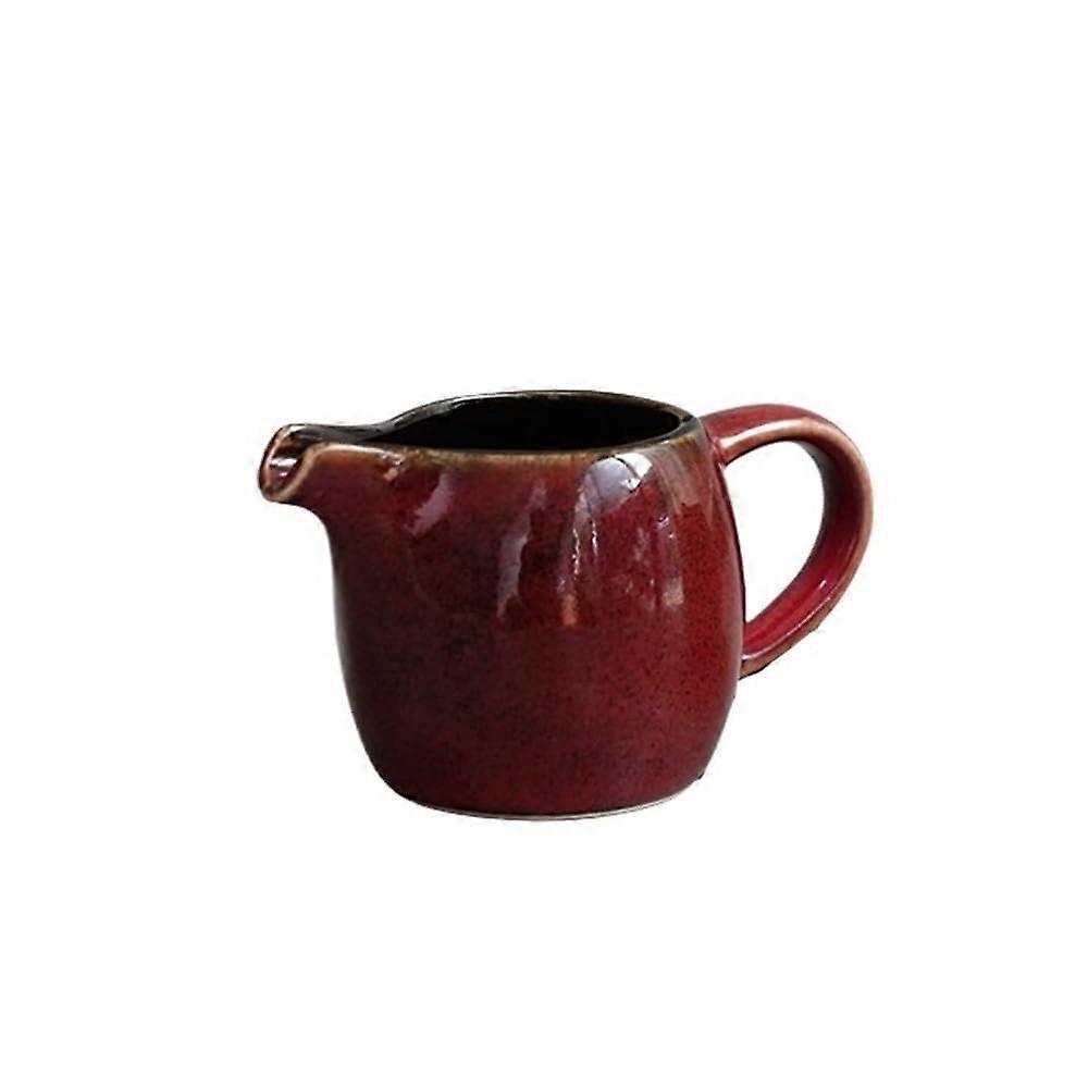 Sauce Boat Ceramic Milk Jug with Handle, 80 ml, Multicolored, Red, for Home and Restaurant, Spice Jar, Sauce Container