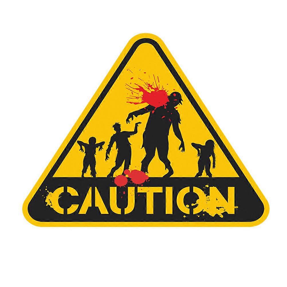 Assorted Color Glow In The Dark Zombie Warning Sign Door Sticker For Halloween Party 1Pcs