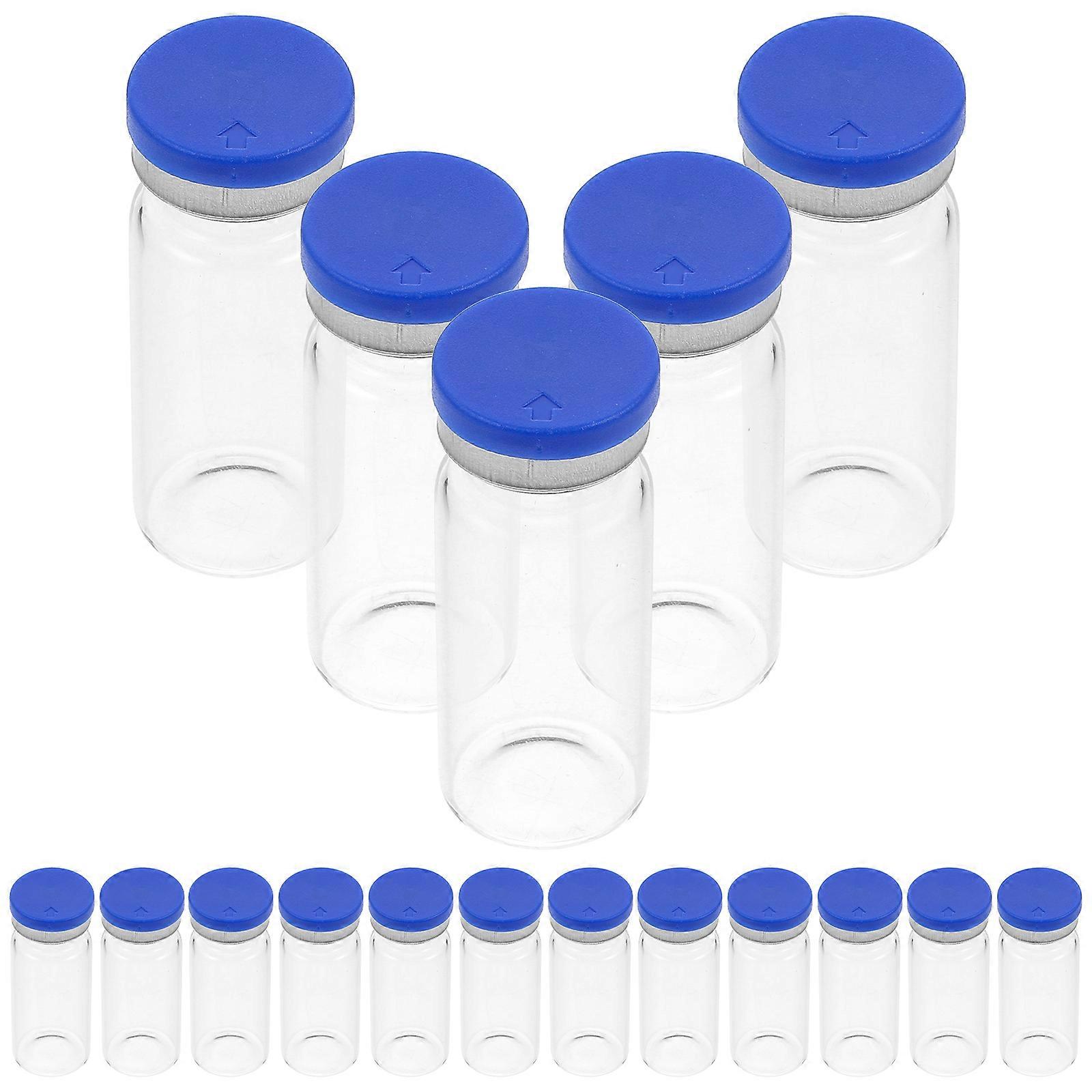 20pcs 10ml Clear Transparent Vials Flat Bottom Bottles with Caps