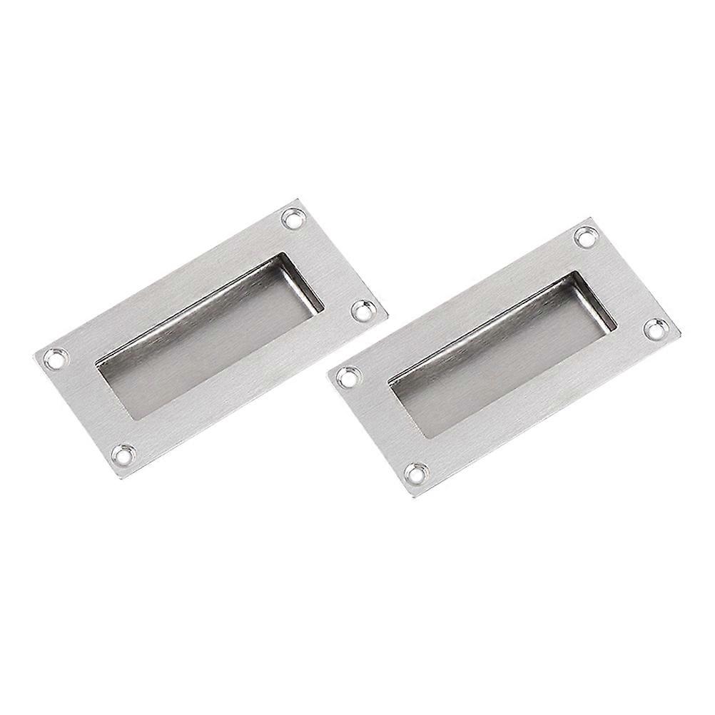 2Pcs Stainless Steel Dark Embedded Drawer Handle Push Pull Door Wardrobe Handle with Screws(1)