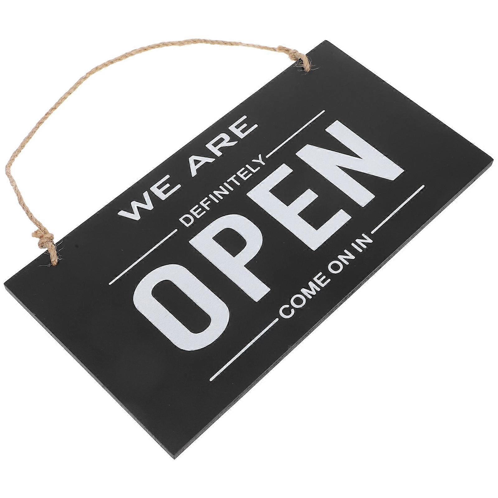 Double Sided Open Sign for Business Minimalist Door Plaque with High Visibility Material and Hanging Rope