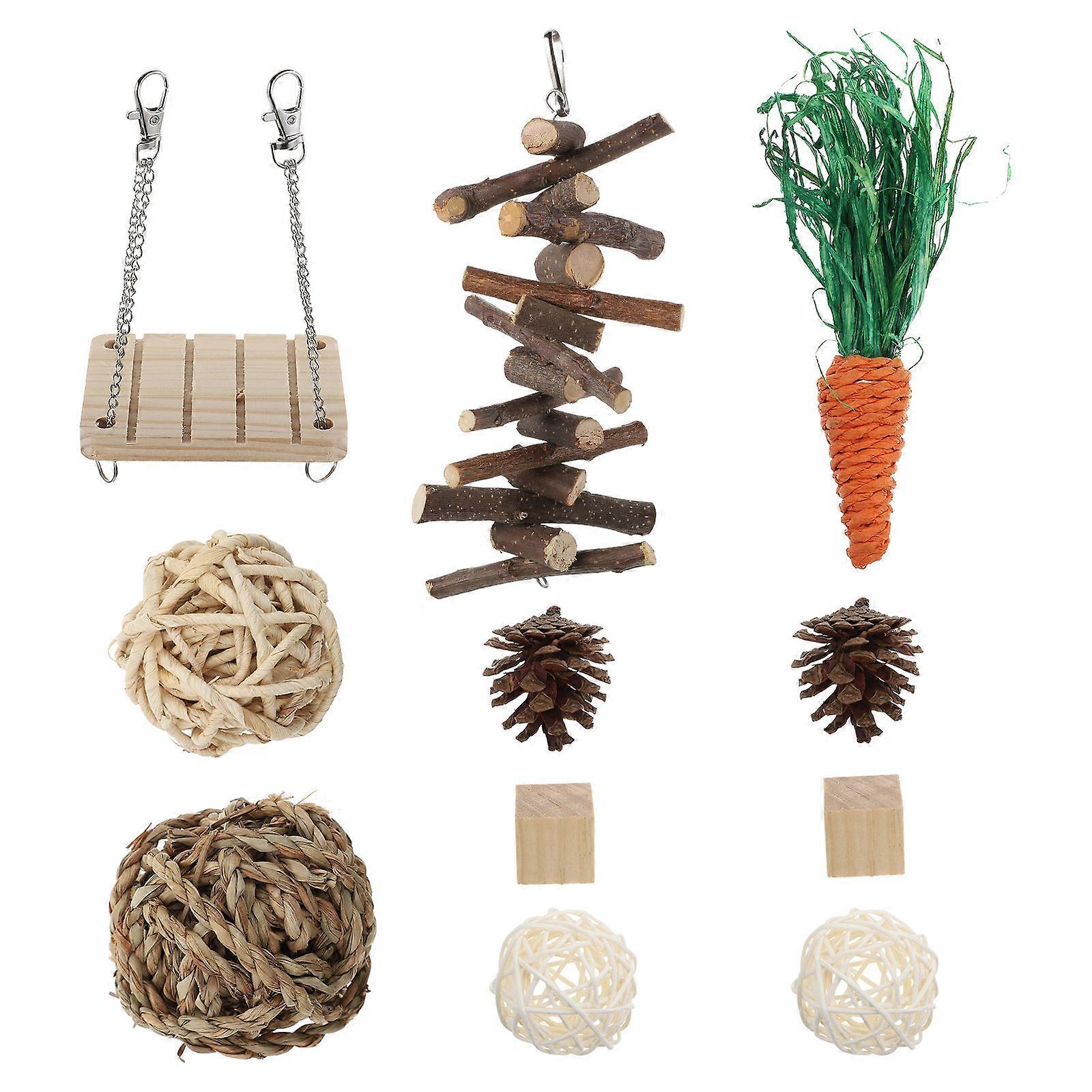 Rabbit Rattan Ball Toys 11Pcs Environmental Material Chew Toy Ideal For Hamsters