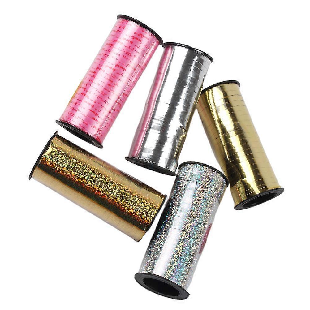 5 Rolls Shiny Curling Ribbons for Balloon Gifts and Decoration Supplies 100 Yards Each Assorted