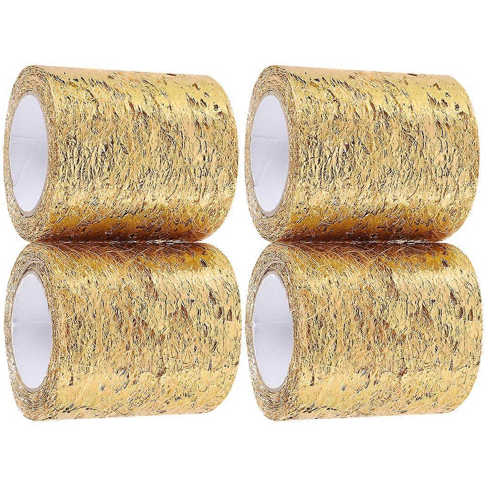 Golden Mesh Tulle Ribbon for Crafts and Decoration with Excellent Workmanship 4 Rolls