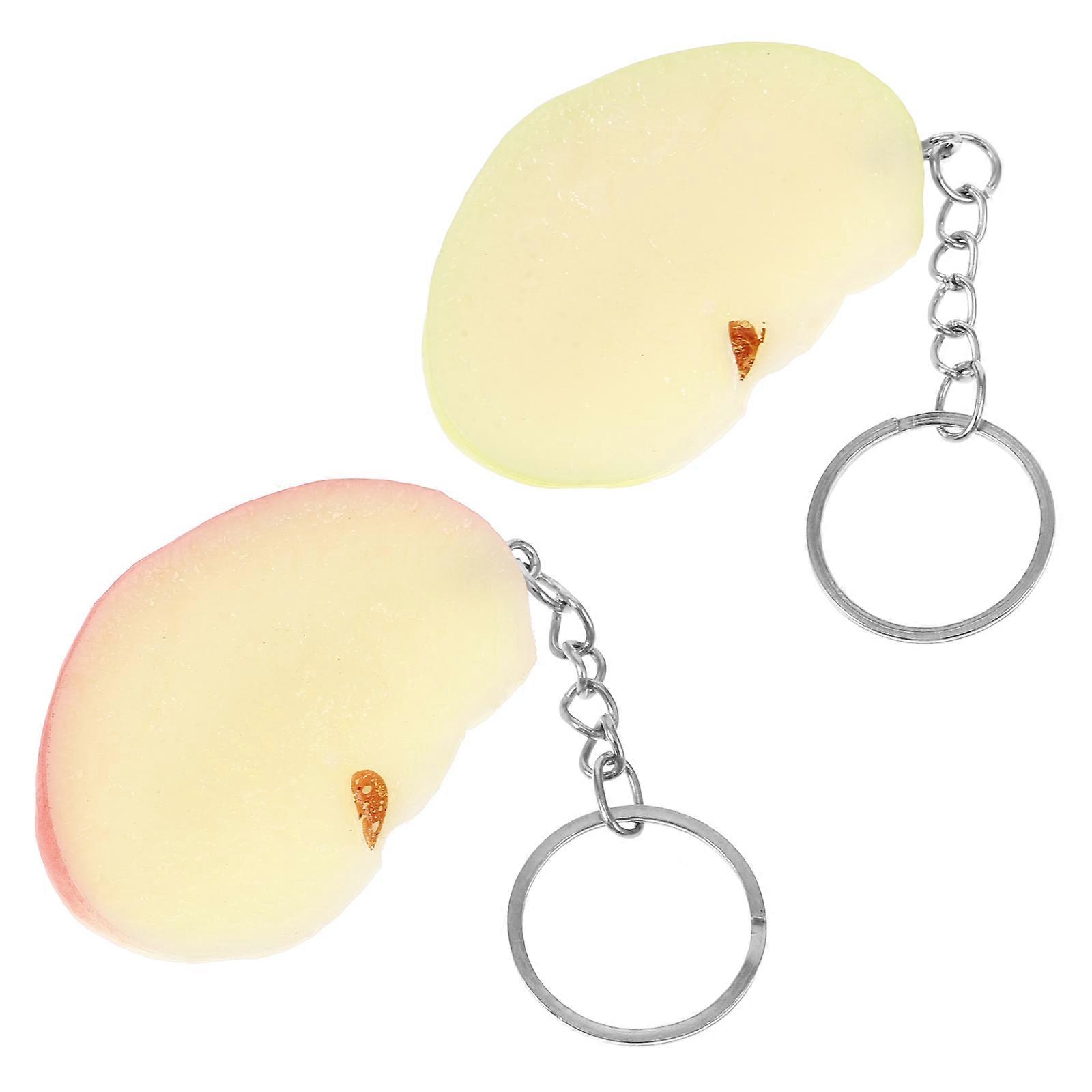 Simulation Fruit Pendant Charms, 2PCS Lightweight Sliced Apple Keychain Ornaments for Bag Decoration, Portable Soft Hanging Accessories with Vivid