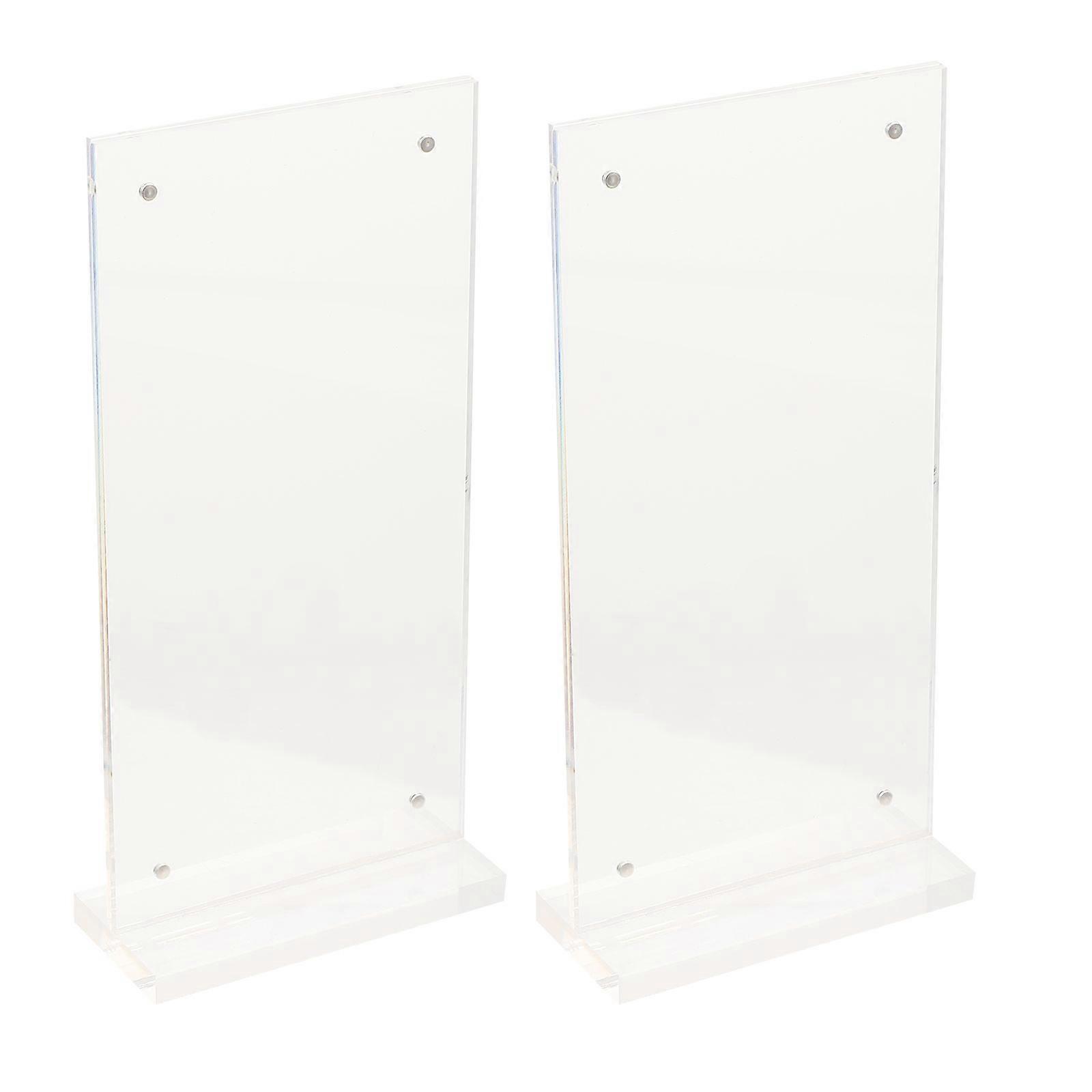 Acrylic Sign Holder for Tabletop Display White Double Sided Clear Design 2 Pieces 3.54 Inches