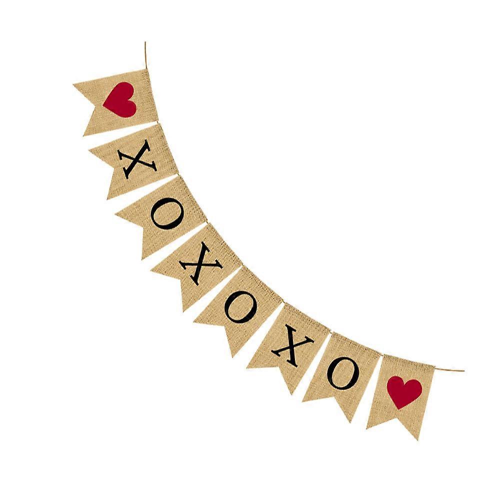 Valentines Day Banner Linen Material Multi Color Perfect for Party Decoration and Photo Props 70 Characters