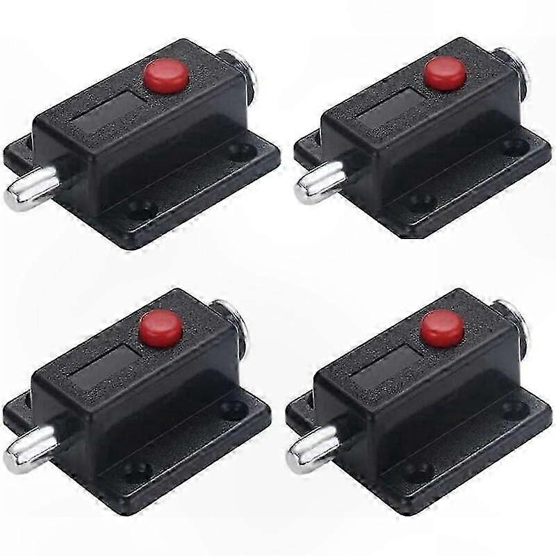 4-Pack Spring-Loaded Door Lock with Button in Black Finish