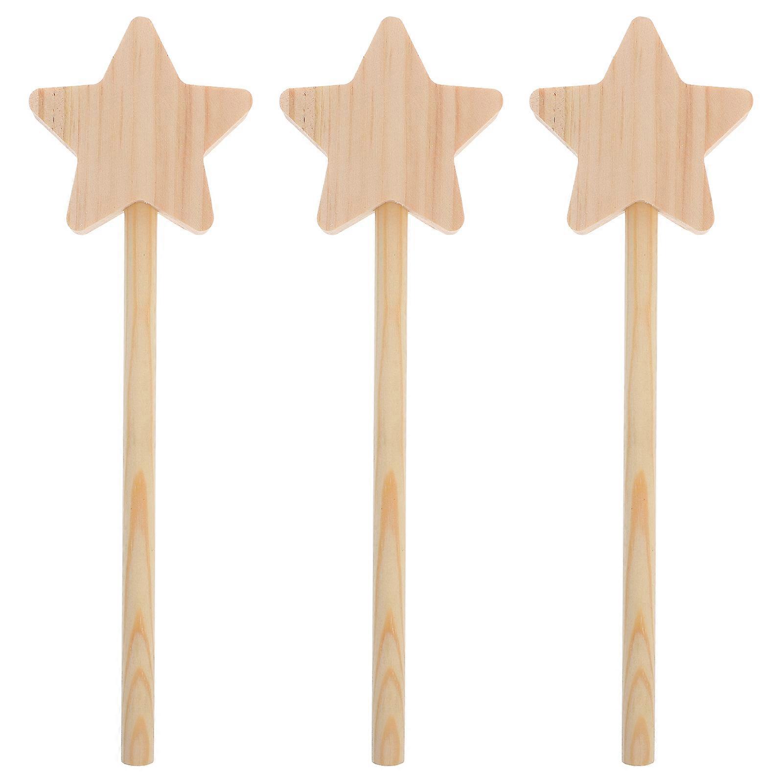 It sounds like you're describing a product listing for **3pcs Uncolored Wooden Star Fairy Wands**, ideal for DIY crafts and creative projects. Here's