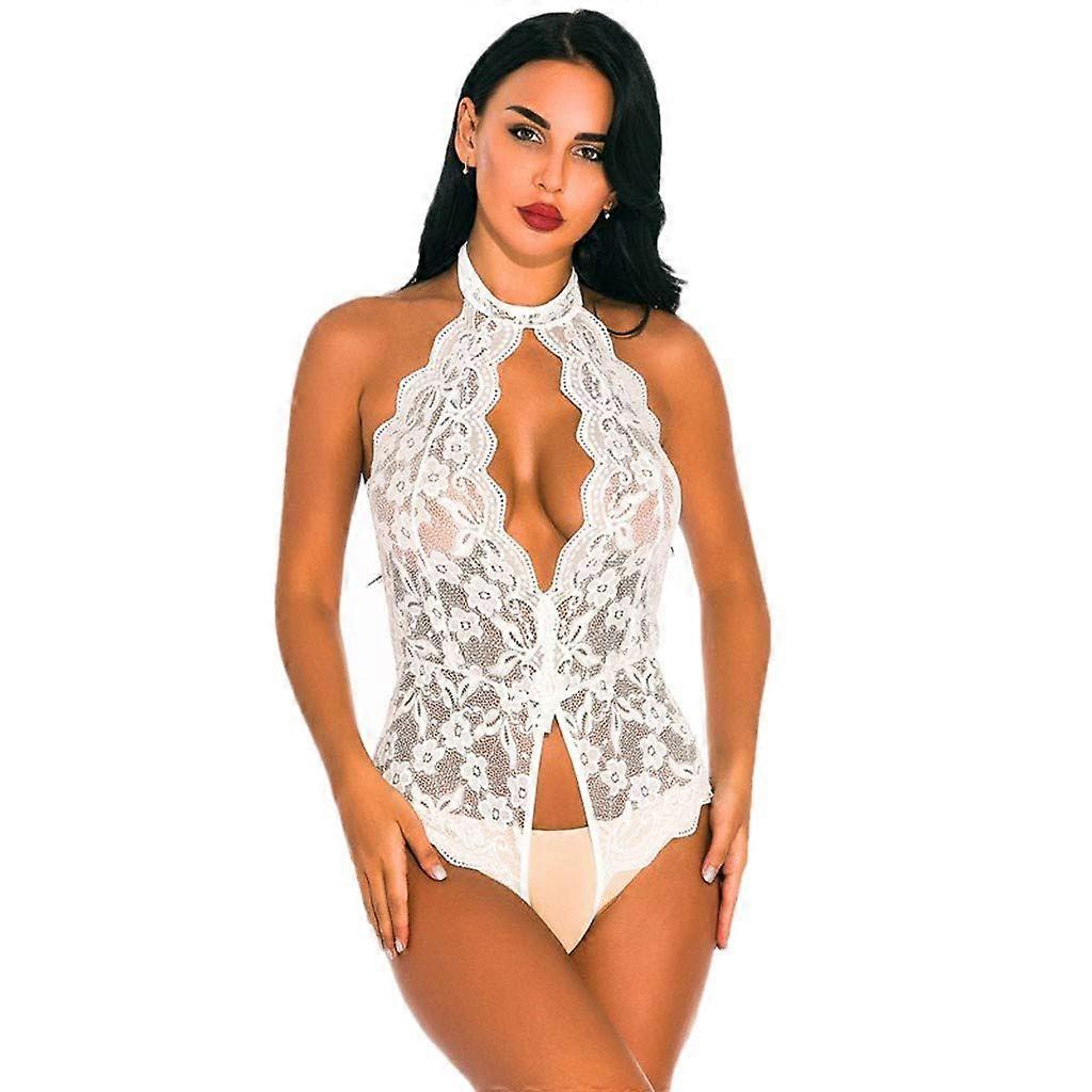 Sexy Outfit for Women Step by Step Jumpant Women Sexy Teddy Lace Bodysuit Beach Dress Sleepwear Thong Briefs Santa Claus White M