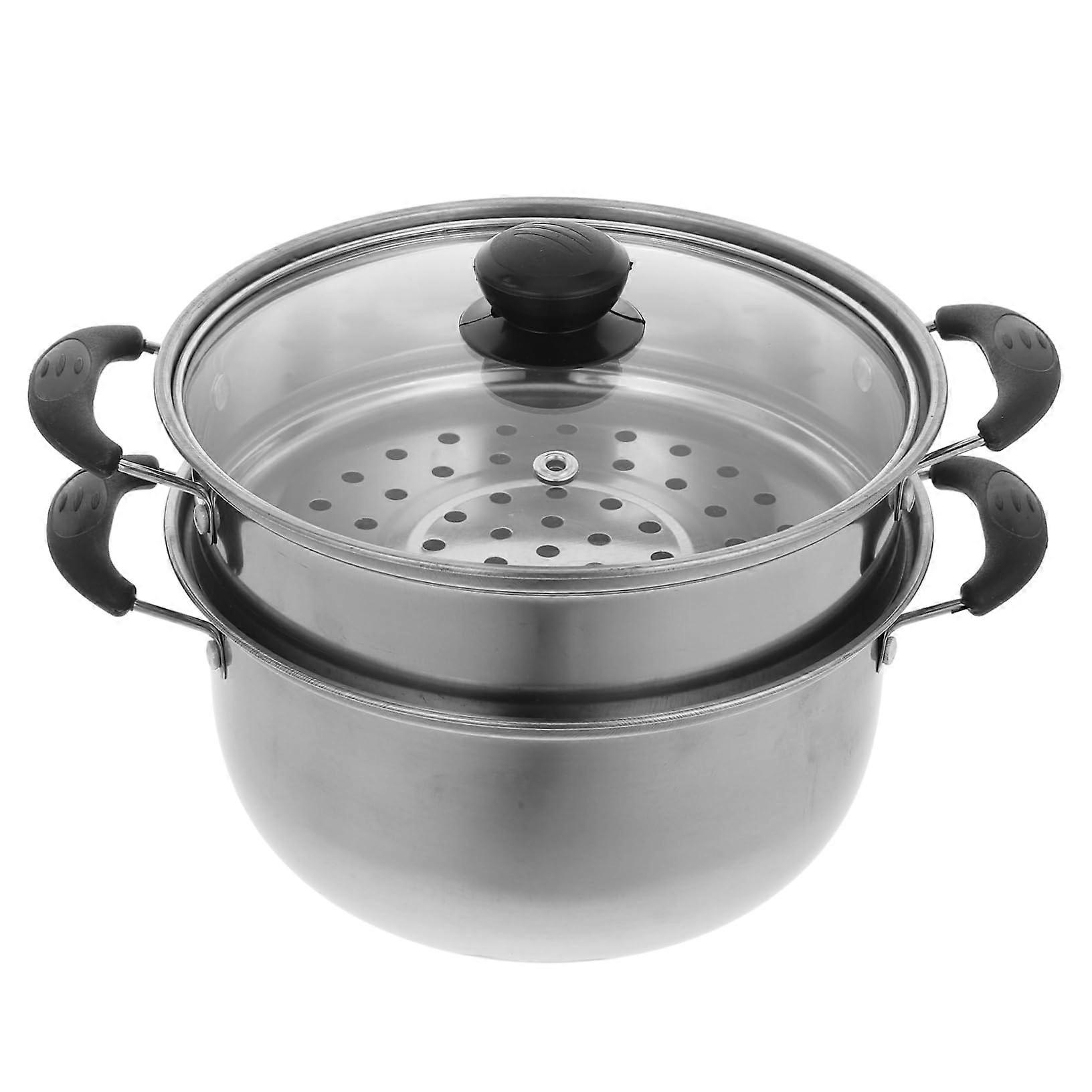Multifunctional steamer with double handles, practical cooking pot for household use, suitable for gas and electric stoves, durable and spacesaving.