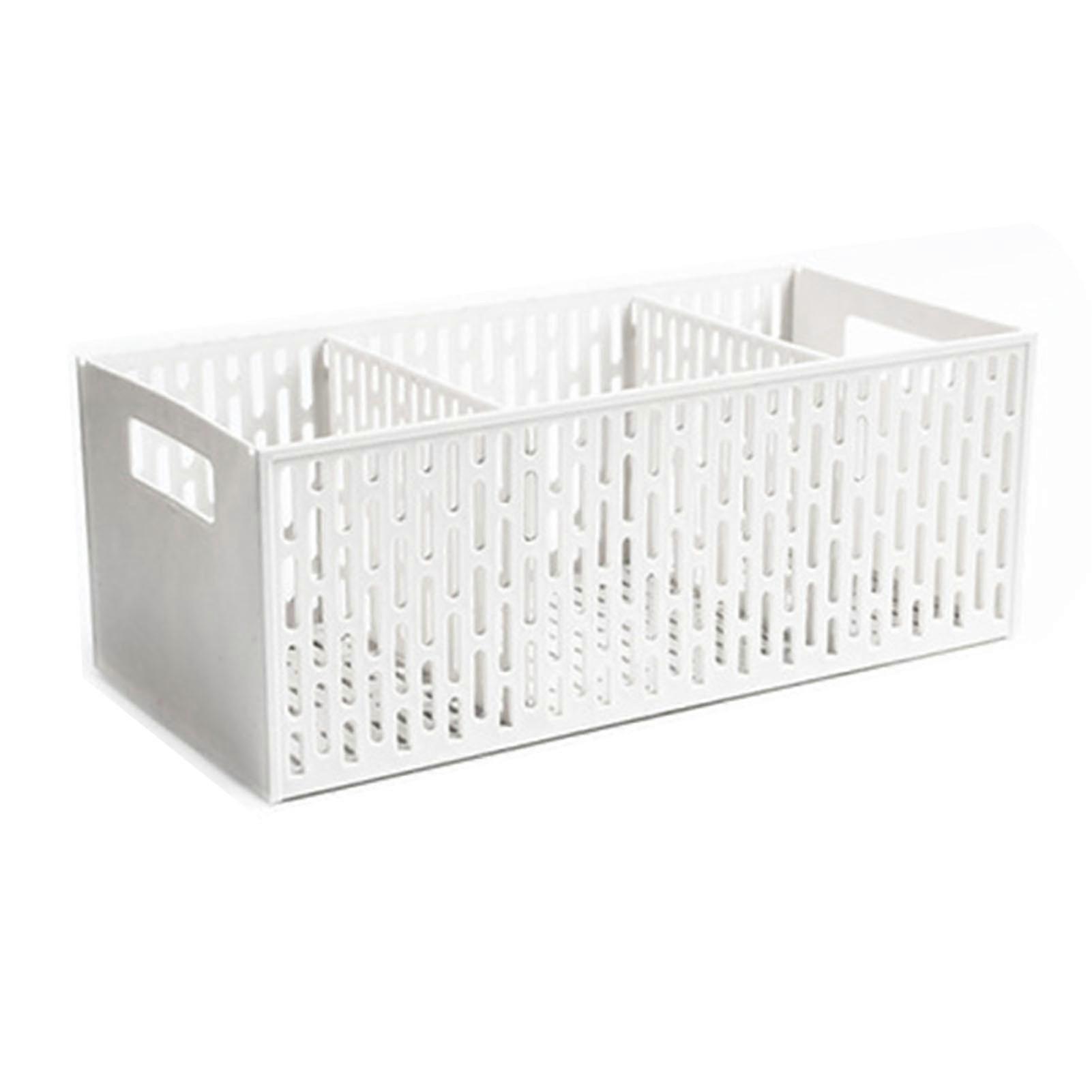 Storage basket for kitchen with 3 compartments plastic divider