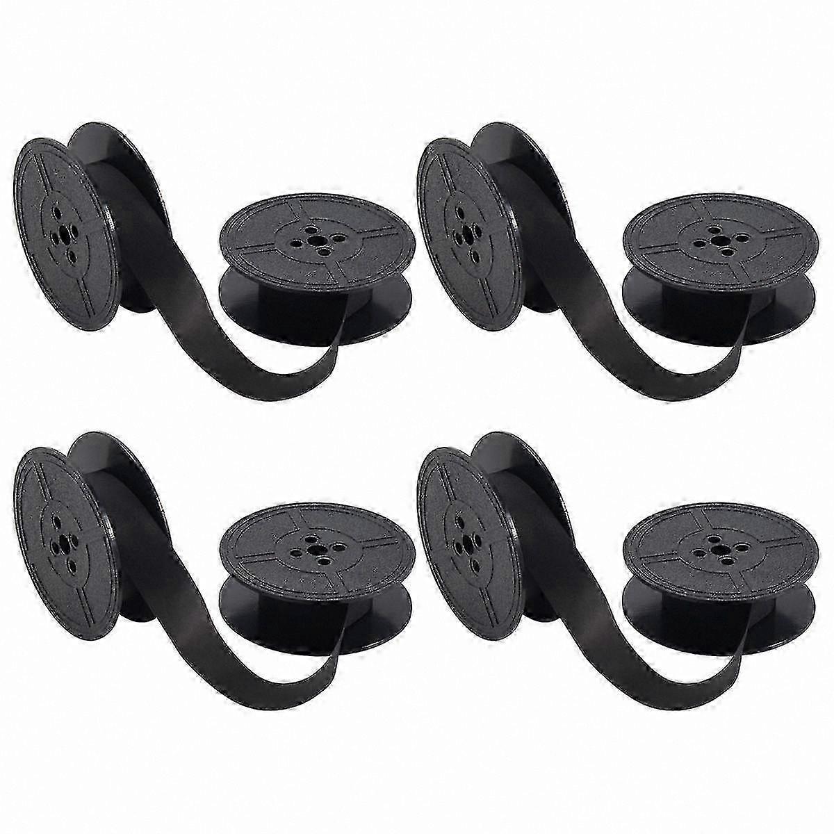Black Twin Spool Ribbon for Typewriters - 4-Pack Replacement Ink Cartridges Compatible with Most Models