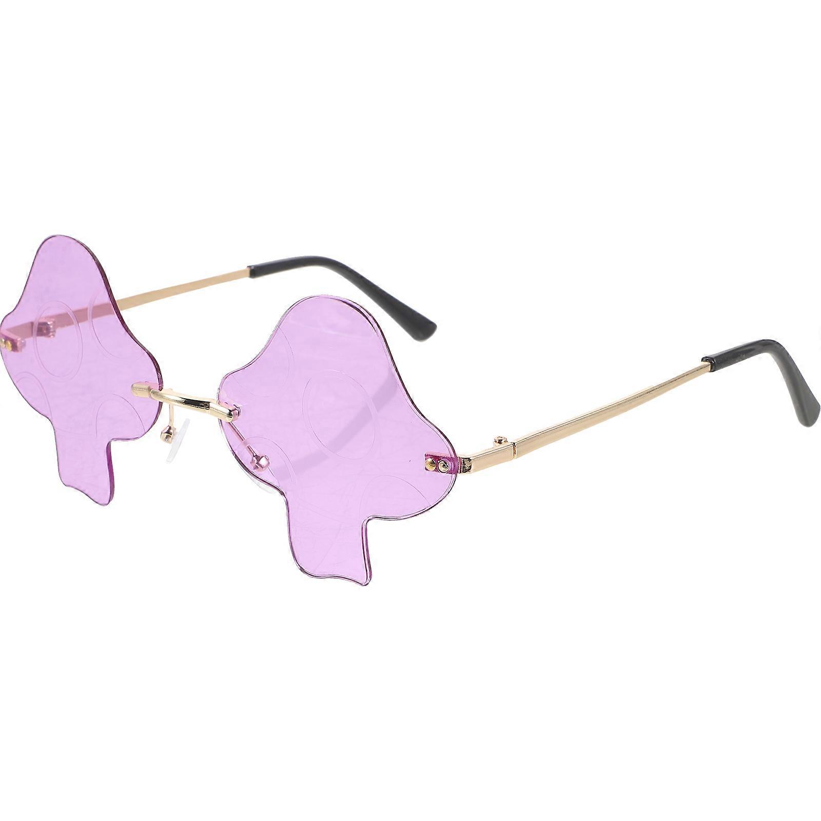 Women Sunglasses Rimless Minimalist Style for Photo Shooting and Outdoor Activities in Violet 1Pcs