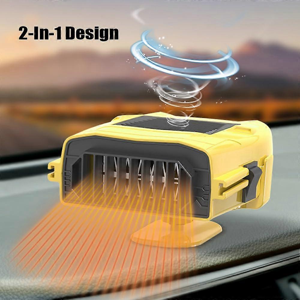 12 Volt Portable Car Heater, 360-Degree Rotatable Quick Heating and Cooling Fan, 2-in-1 Defrosting Heater for Vehicles, Yellow